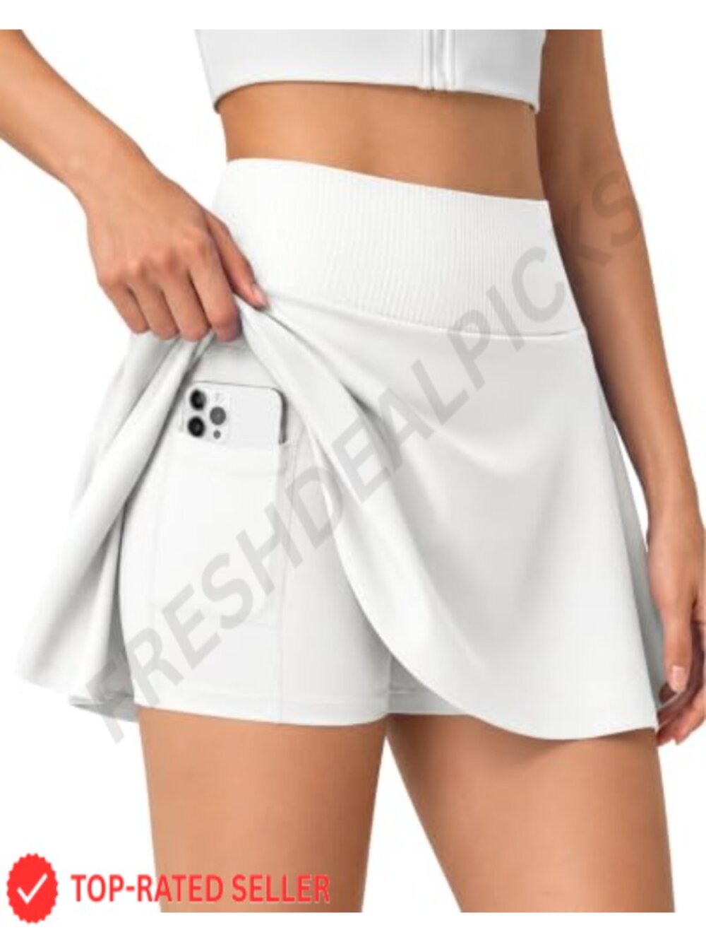 Pleated Tennis Skirt with 5 Pockets High Waist Athletic Golf Skort